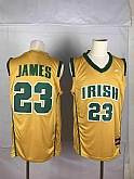 Irish High School 23 LeBron James Yellow Swingman Jersey,baseball caps,new era cap wholesale,wholesale hats